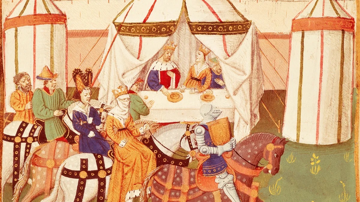 Иллюстрация XV века, на которой изображен король Артур за пиршественным столом в Камелоте. Источник изображения: livescience.com. Фото.