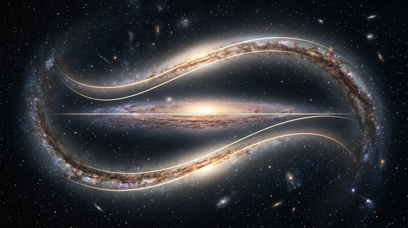 Так выглядит изгиб (варп) галактического диска — его внешние края заметно отклоняются от плоскости