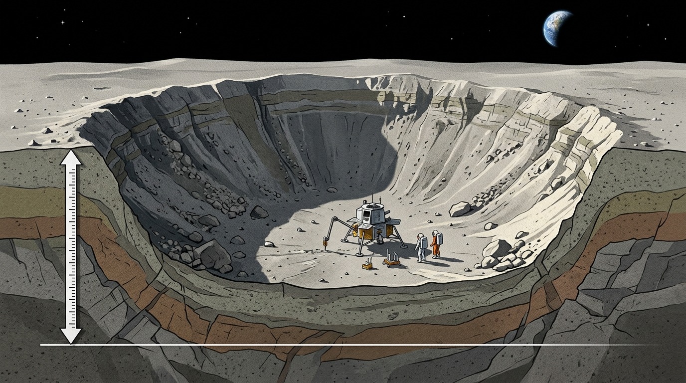 Схематический разрез воронкообразного кратера с крутыми стенками