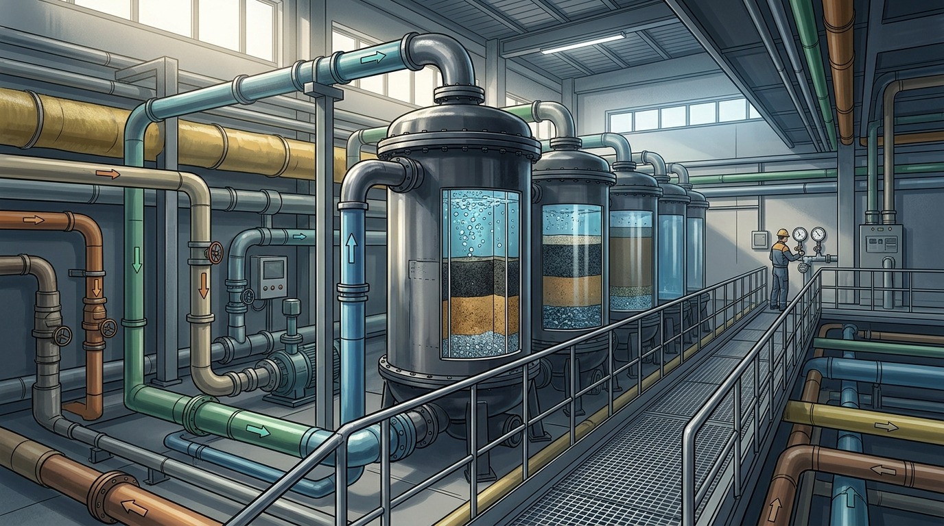 Станция водоочистки с системами фильтрации. Фото.