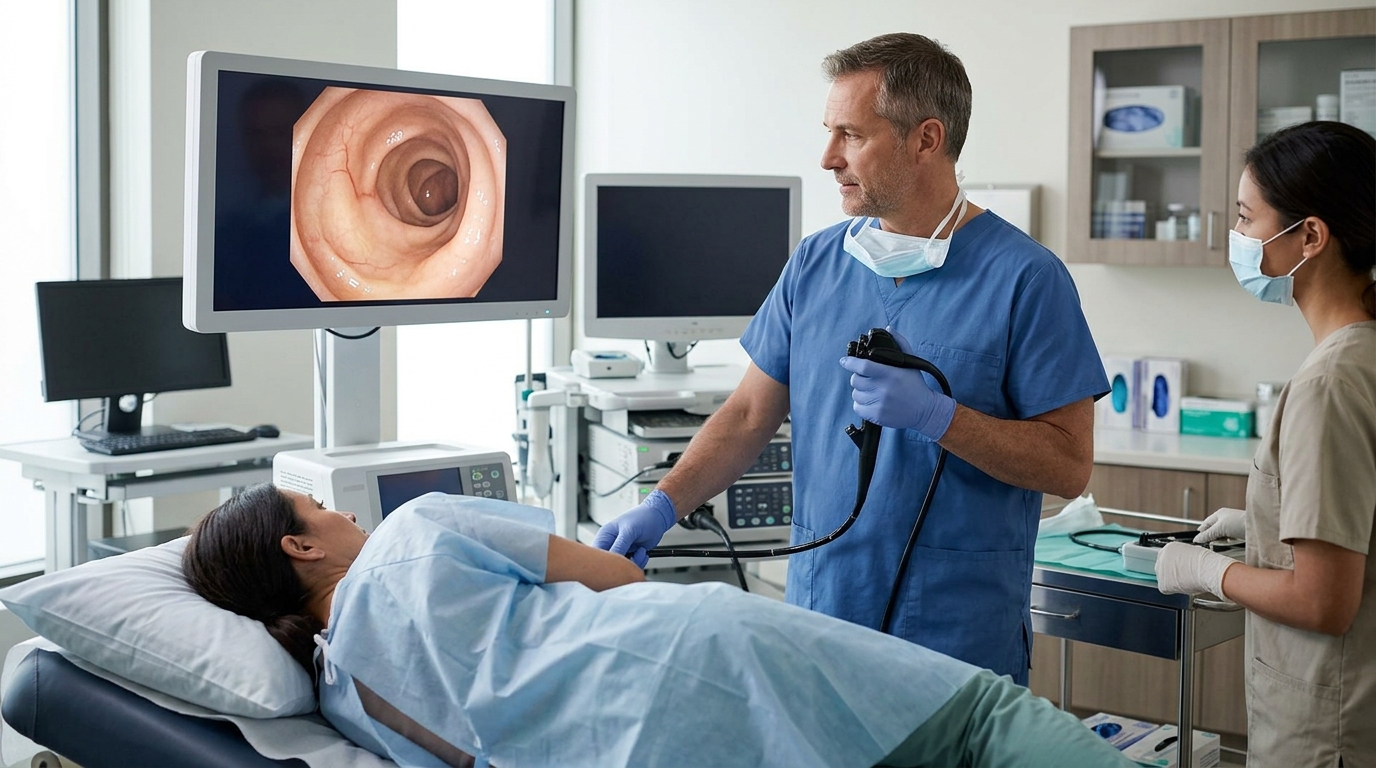 Колоноскопия — основной метод ранней диагностики рака кишечника. Фото.