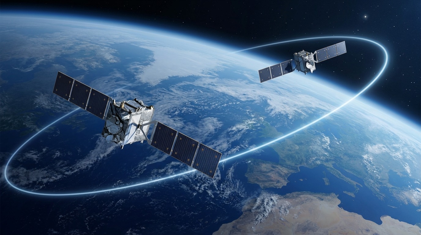 Два спутника миссии GRACE измеряли гравитацию, отслеживая расстояние между собой