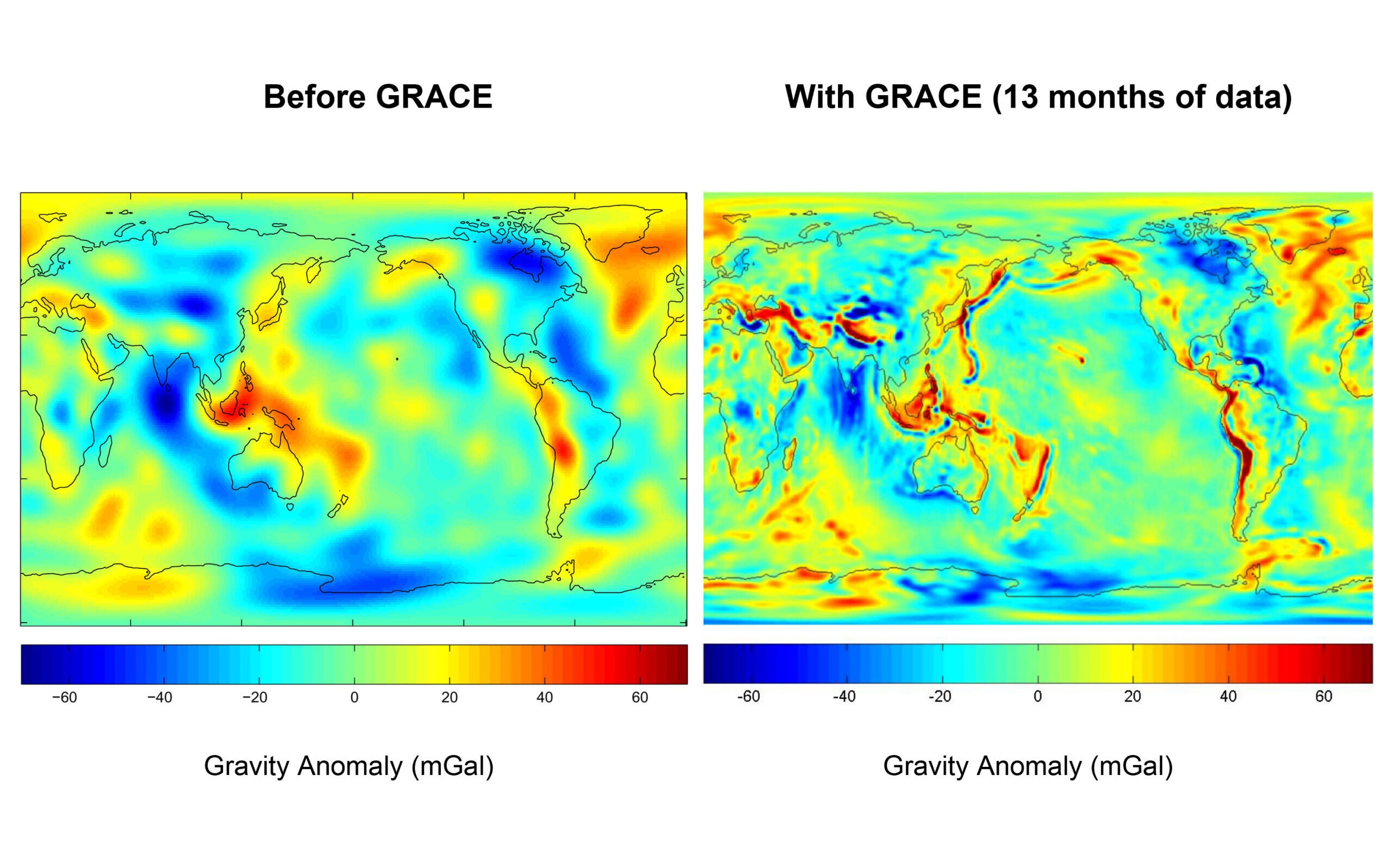 Гравитационная карта Земли. Источник изображения: jpl.nasa.gov. Фото.