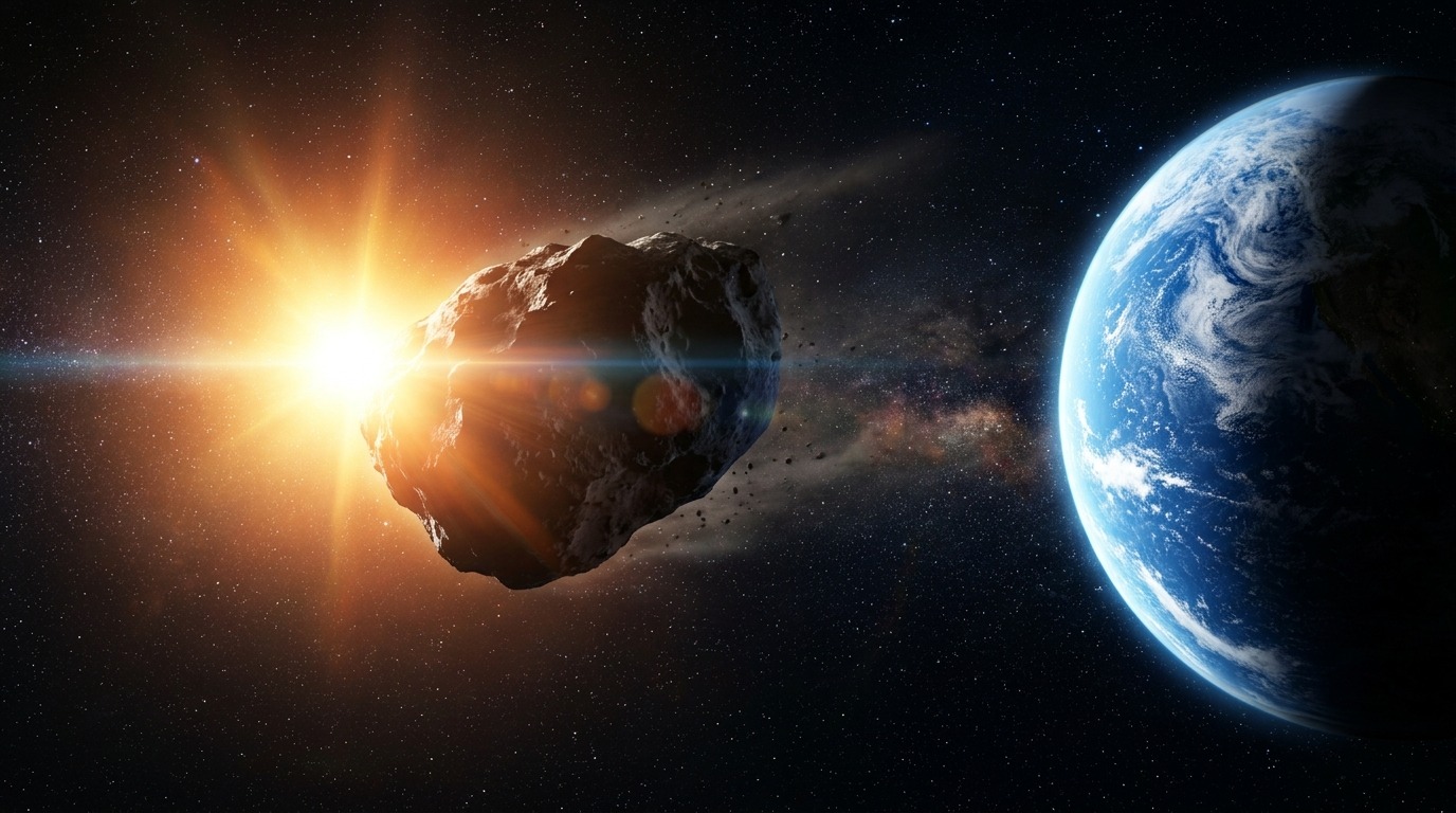 Некоторые астероиды подлетают к Земле со стороны Солнца, что затрудняет их раннее обнаружение. Фото.