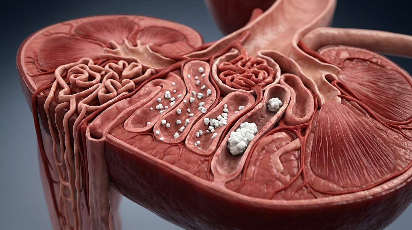 Избыток кальция может приводить к образованию отложений в почках. Фото.