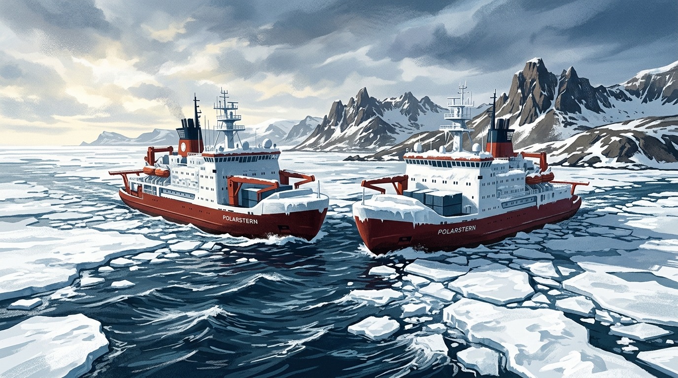 Icebreaker Polarstern in Antarctic waters. Photo.