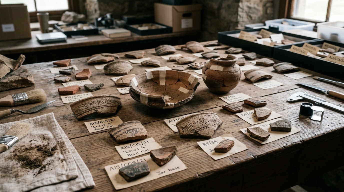 Ученые нашли в руинах города примерно такие фрагменты керамики. Фото.