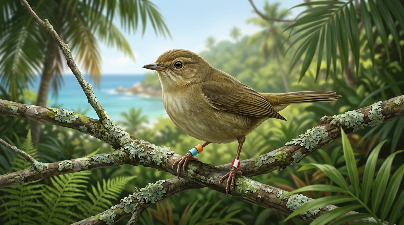 Сейшельская камышёвка с цветными кольцами — участница многолетнего исследования