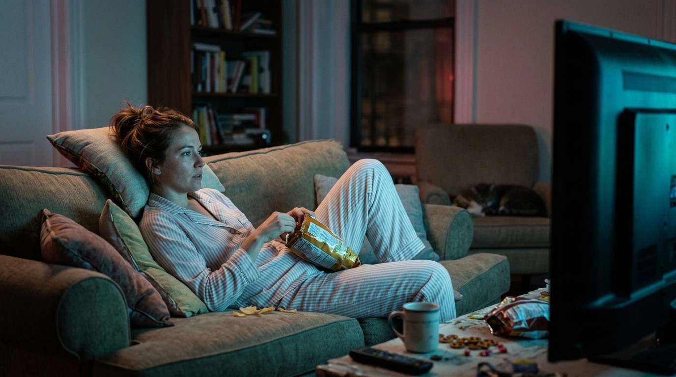 Поздний перекус лёжа перед телевизором — одна из худших привычек для пищеварения