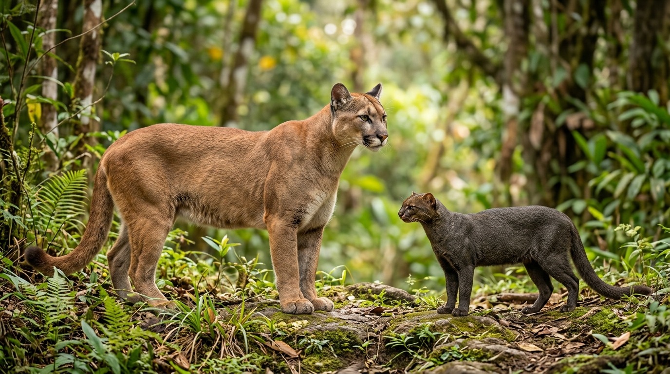 Пума и ягуарунди — ближайшие родственники с огромной разницей в размерах