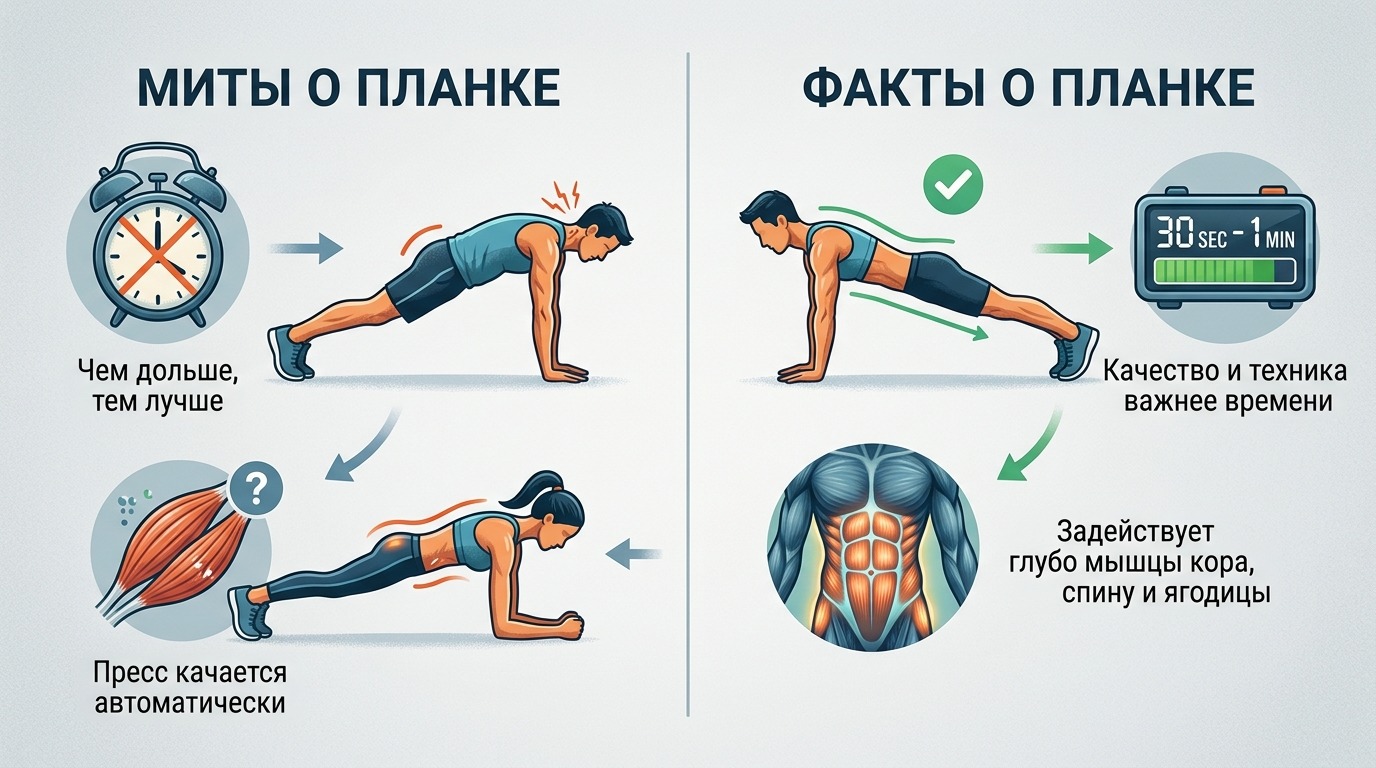 Распространённые мифы о планке не подтверждаются исследованиями