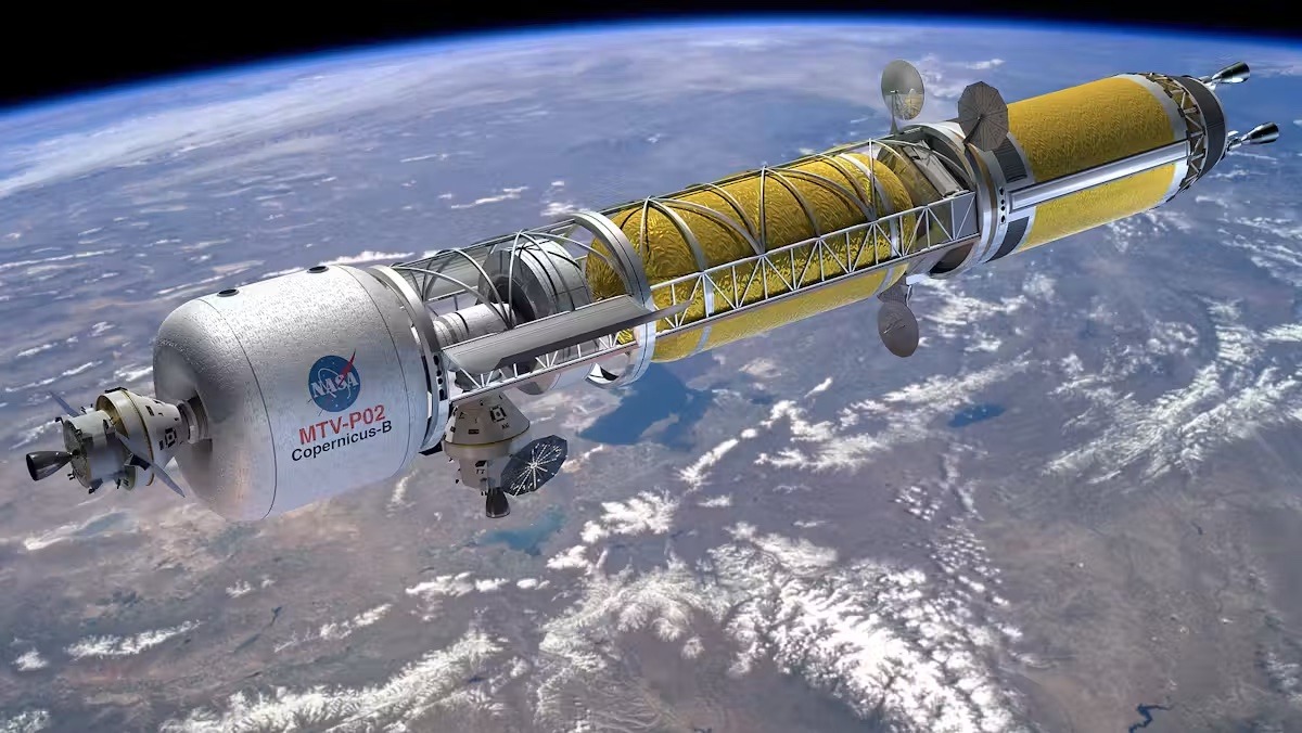NASA работает над созданием ядерной двигательной установки. Вот как могла бы выглядеть ракета с ядерной силовой установкой. Фото.
