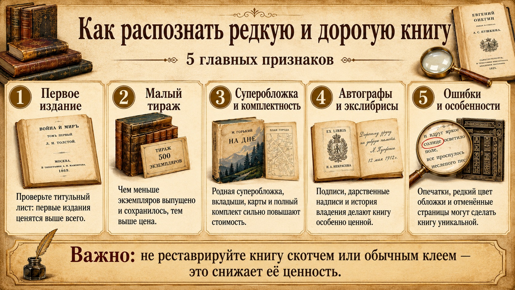 Памятка как распознать редкую и дорогую книгу. Фото.