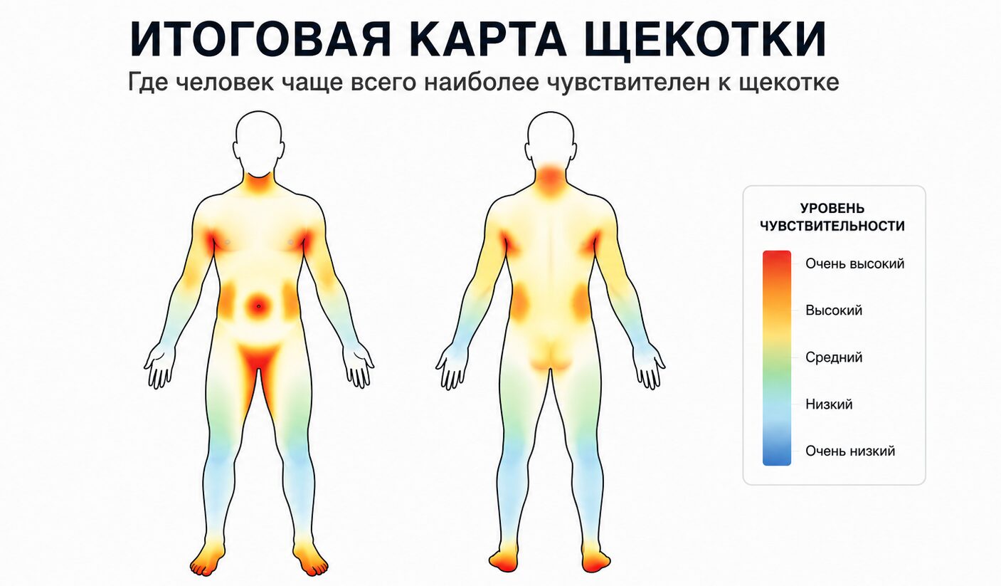 Карта щекотки человека. Фото.