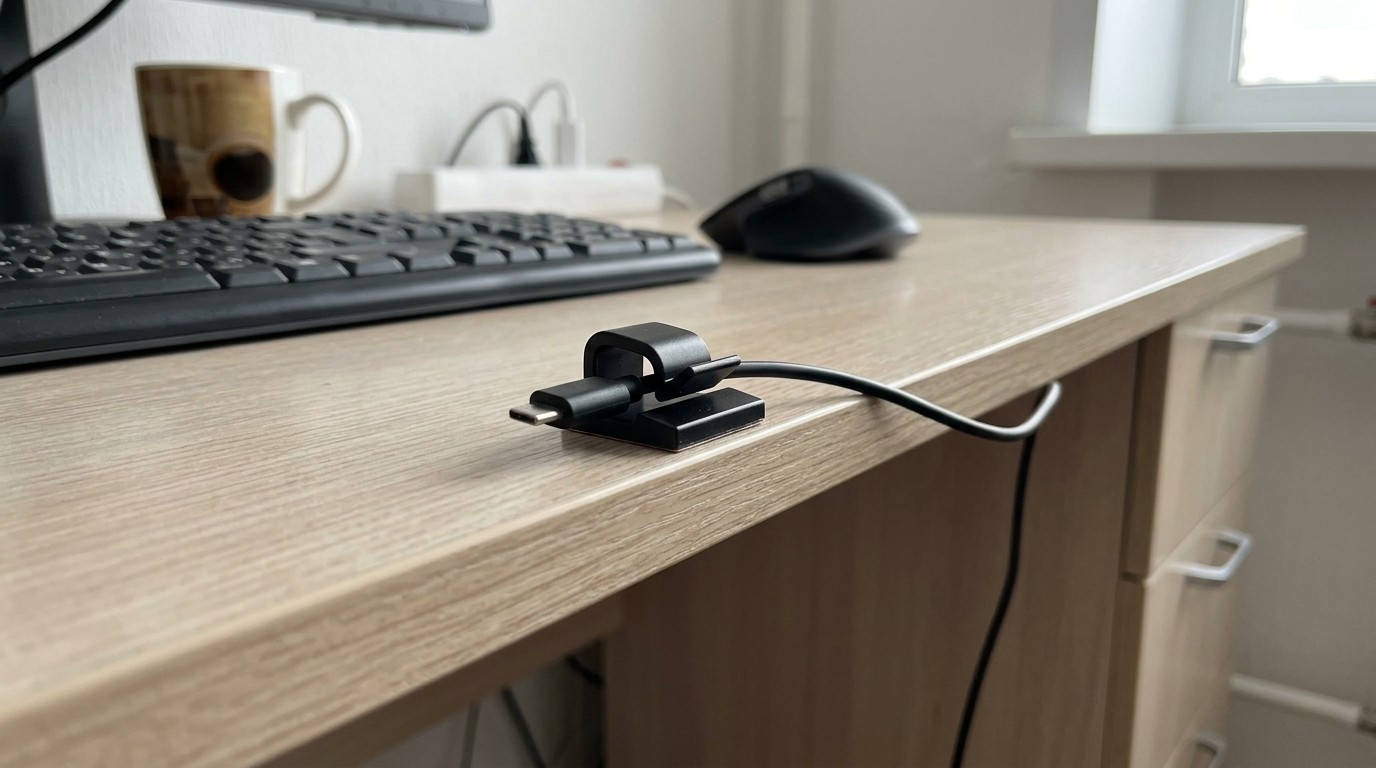 Клипса-держатель с USB-кабелем на краю стола