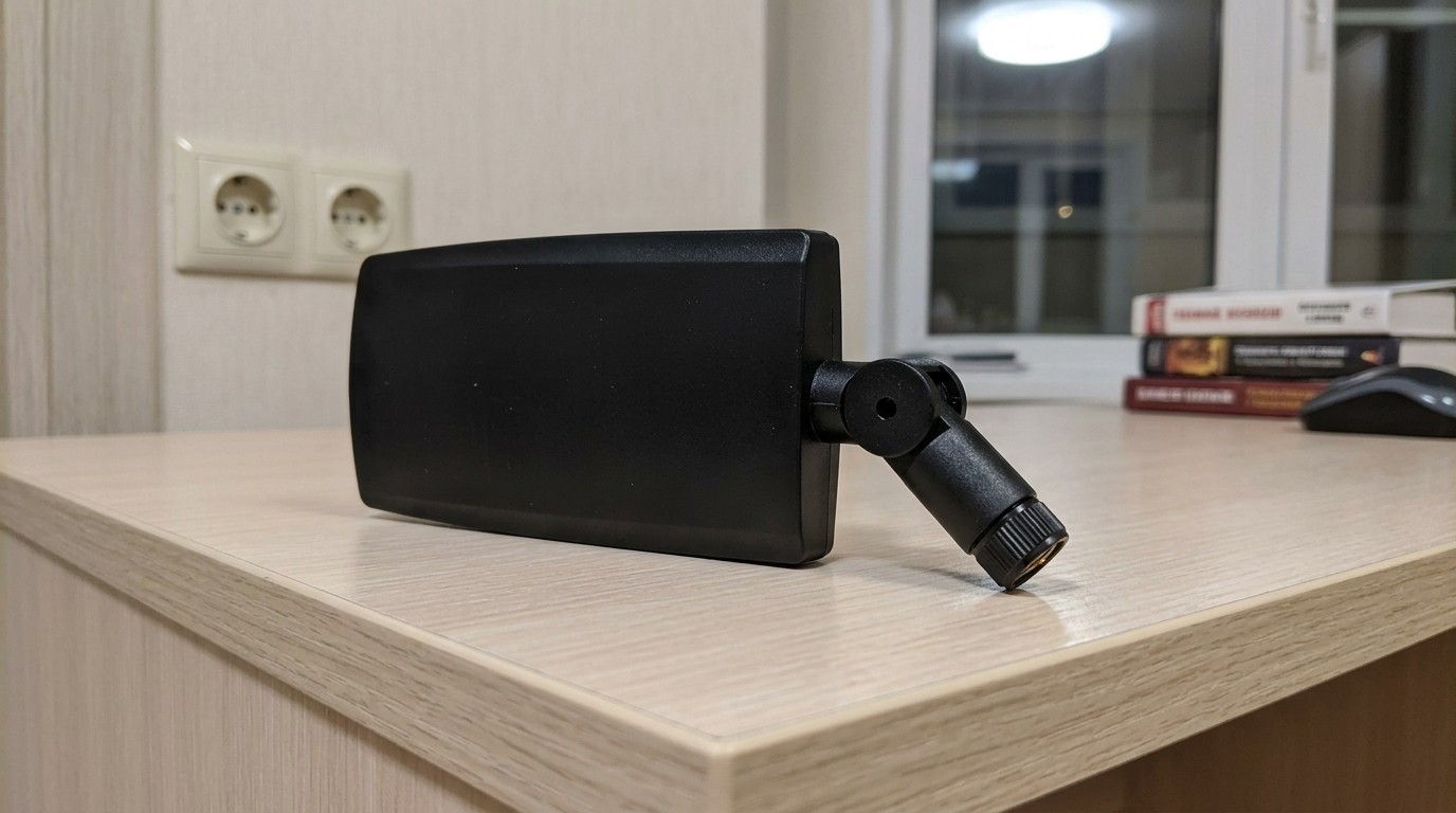 Плоская Wi-Fi антенна с поворотным разъёмом на столе