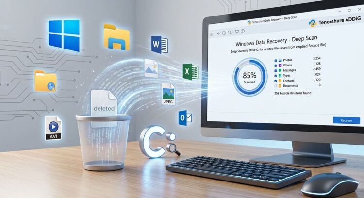 Как восстановить удалённые файлы в Windows, даже если корзина уже очищена. Фото.