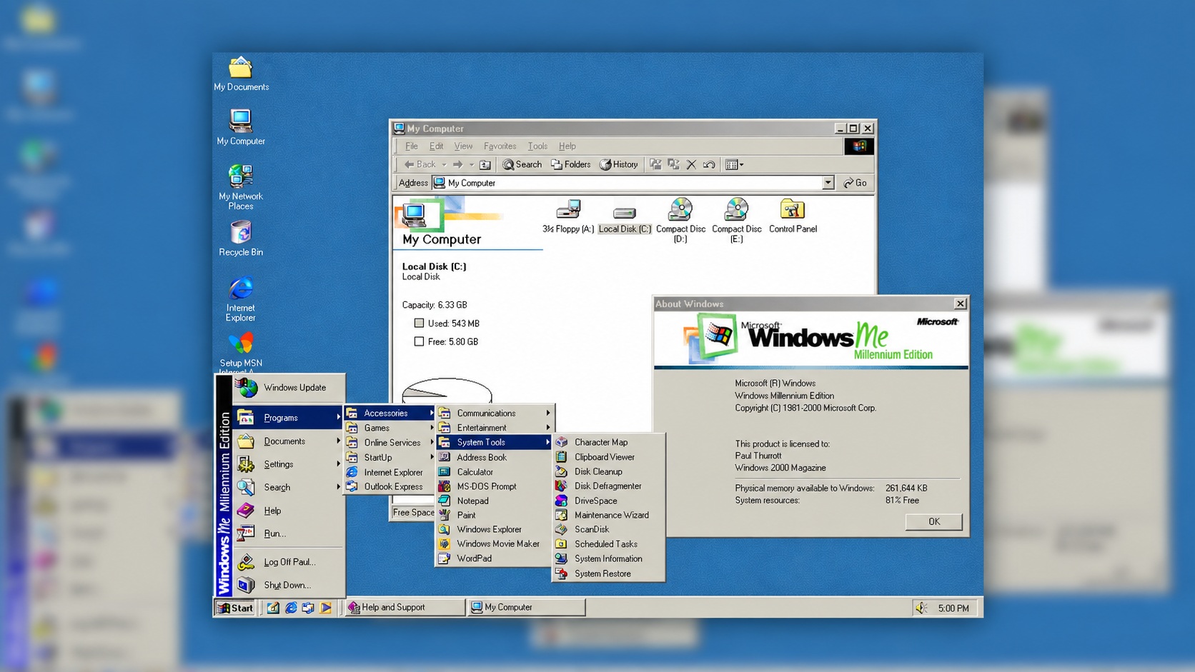 Рабочий стол Windows Me