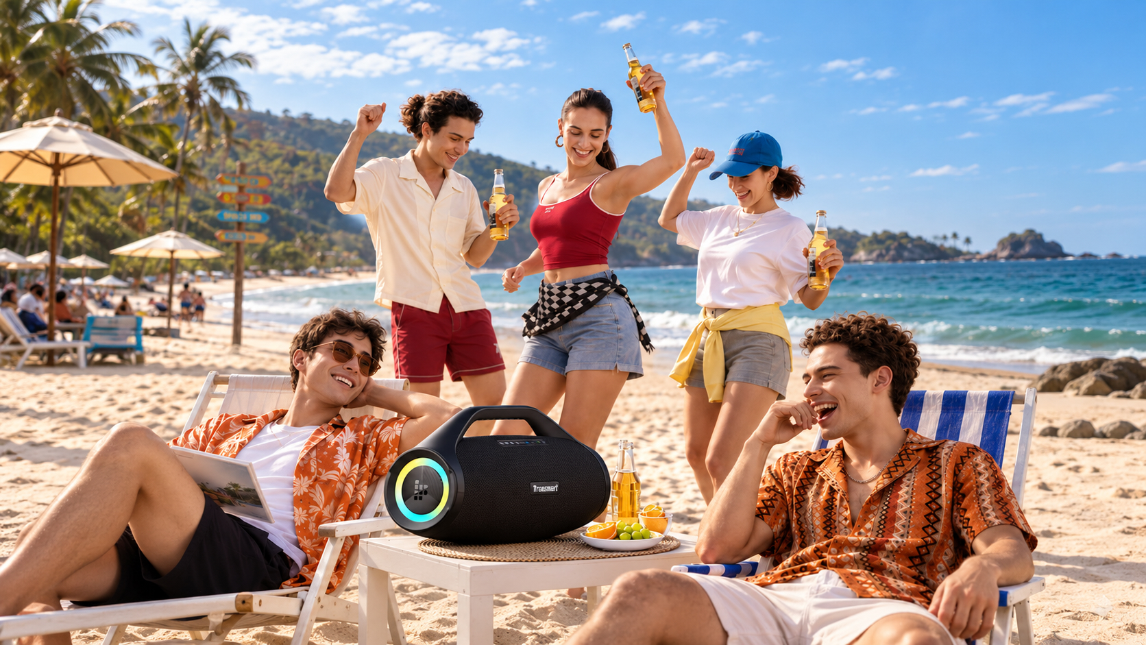 Колонка Tronsmart Bang 2 Max на берегу у воды