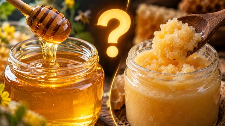 Какой мёд лучше покупать: жидкий или засахаренный? Фото.